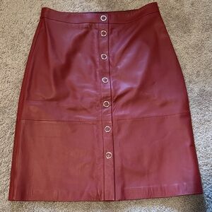 Ted Baker Burgundy Leather Pencil Skirt